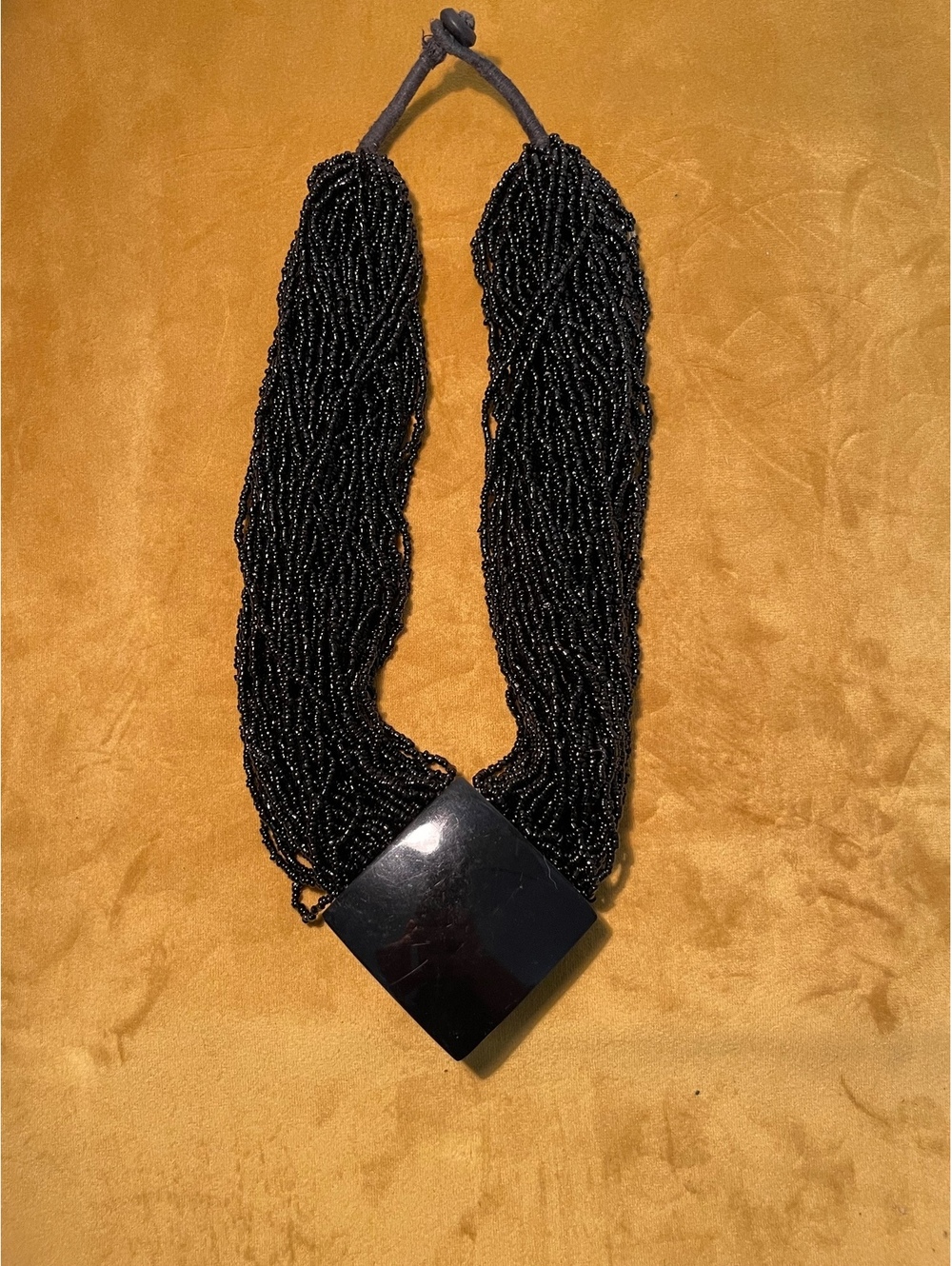 Vintage Black Seed Bead Multi Strand Statement Necklace